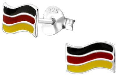 Monkimau Deutschland Kinder Ohrringe | 925 Silber | Mädchen Ohrstecker Schmuck | Hypoallergen & Nickelfrei | Kinderohrringe Geschenkidee