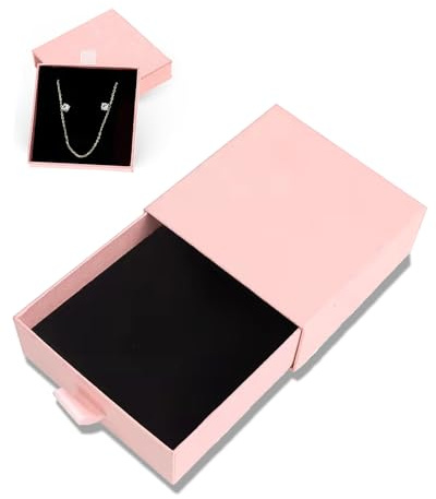 KGDUYC 1 Stück Schmuck-Geschenkbox, 9 x 9 x 1,7 cm, Geschenkboxen, Papier-Schmuck-Display, kleine Geschenkbox für Halskette, Ohrringe, Ring, Schmuckaufbewahrung - Rosa