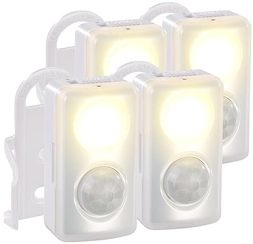 PEARL Nachtlicht Batterie Wand: 4er-Set LED-Nachtlicht, Bewegungs-/Dämmerungs-Sensor, Batteriebetrieb (Nachtlicht Sensor Batterie, Treppenbeleuchtung LED Batterie, Leuchte Bewegungsmelder)
