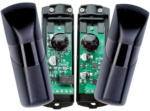 domyno Par de fotocélulas de infrarrojos universales para puerta de garaje con sensor externo para puerta automática 12 V/24 V AC DC