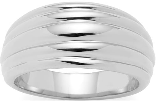 JEWELS BY LEONARDO Ring Elisabeth • Band-Ring aus silberfarbenem Edelstahl • Gr. 19 (60) • umlaufende Linien • verjüngende Form • Schmuck Geschenk für Frauen • 025212