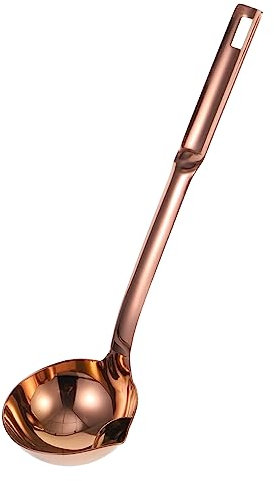 Zerodeko 1 Stück Ölfilter Löffel suppenkellen Sieblöffel für Suppe Automatischer Seifenspender Kontrolle Nuss Fettlöffel aus Edelstahl Fettfilterlöffel Rostfreier Stahl Golden