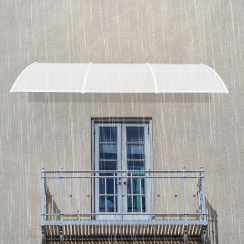 Markise Fenster Haustür Vordach 90 x 300cm, Aluminiumlegierung Transparentes bogenvordach, Unterstand Glas Vordach, Balkon Überdachung Bogenvordach, UV-Schutz,Schnee