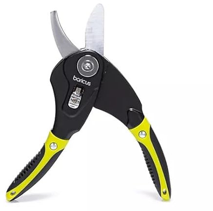 Baricus 2in1 Bypass- & Blumenschere – 18mm/10mm Schnittleistung – Softgrip – Feststellhebel – für Haus & Garten – Black Series - B-Ware