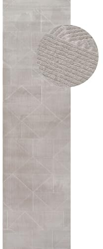 THE RUGS Carmel Modern Area Rug - Stain-Resistant, Non-Shedding, Durable Rugs for Bedroom and Hallway [ Abstract Grey, 80x300 cm ]