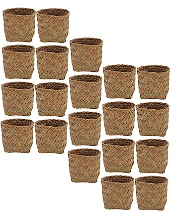 SOLUSTRE 20 Stück Teiliges Naturstroh Geflochtene Candy Box Hochzeit Gastgeschenk Karton Rustikale Geschenkverpackung Leicht Langlebig Handgewebt Dekoration für Party und Feier