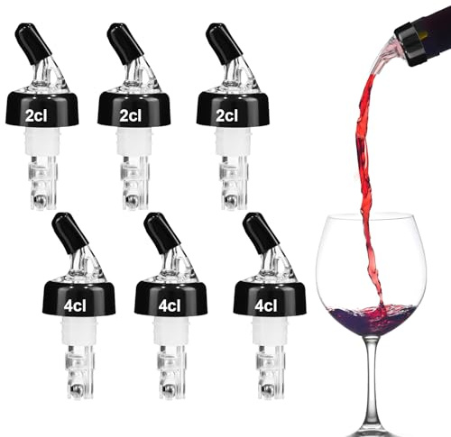 ACOMTUO 6 Pièces Becs Verseurs pour Bouteilles 2cl/4cl, Bec Verseur Alcool, Liquor Spout Bouchon Doseur Distributeur d'Alcool Auto-pour, Doseur Pastis, Bec Verseur pour Vin, Liqueur, Cocktails, Bar