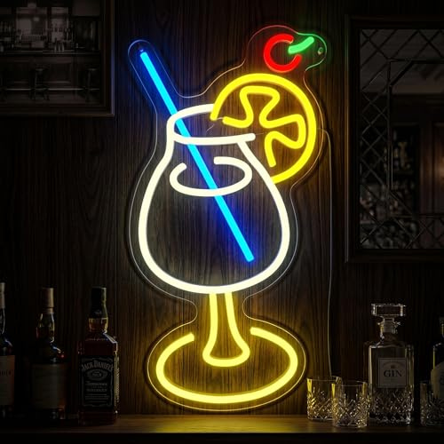 Cocktail Neon Sign Bar LED Sign for Wall Decoration Beer Neon Light Dimmable for Home Bar Pub Cocktail Party Decoration Nightclub Home Pub Man Cave Gifts