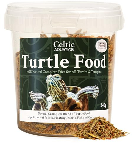 Turtle Food 1 Litre Tub (240g) | Floating Terrapin Food with Pellets, Insects & Fish | Complete Balanced Diet for Turtles & Terrapins