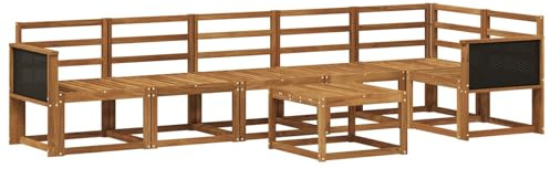 vidaXL Outdoor-Sofagarnitur 7 pcs Natur Massivholz Akazie, Modernes Garten-Sofa Set, wetterfestes Möbel, Sektional für die Terrasse, Akazienholz, Entspannung im Freien