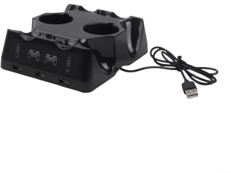 per ps4 Move Controller Charger 4-in-1 Dock di ricarica rapida per PlayStation VR Controller di movimento con indicatori LED Protezione da sovraccarico sicuro Supporto di archiviazione