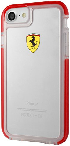 Ferrari Hardcase für iPhone 7 und iPhone 8 (stoßfest - Transparent Rot), Rot/Ausflug, einfarbig (Getaway Solids), Rückseitenabdeckung