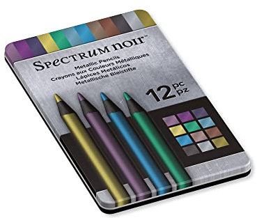 Spectrum Noir Metallic Art Sketching Drawing Colouring Pencils, Multicolours, Pack of 12, Wood, 12 Count (Pack of 1)