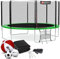 Hop-Sport Trampolin Outdoor Ø 305 cm – Gartentrampolin Komplettset mit 4 stabilen U-Beinen, außenliegendem Netz, Sprungtuch und Leiter sowie Extra-Zubehör, grün