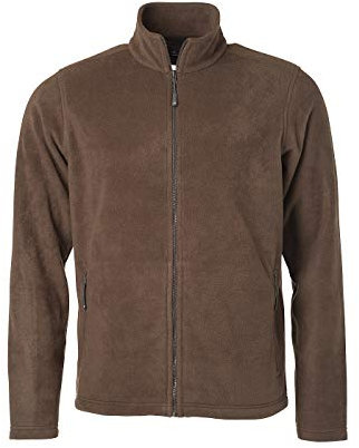 James & Nicholson - Herren Fleece Jacke mit Stehkragen im klassischen Design (3XL, Brown)