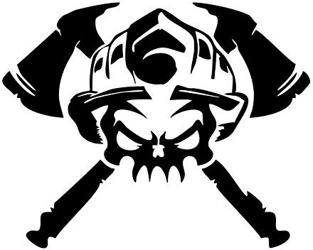 Firefighter Skull Covering The Body Fun Window Stickers Vinyl Decals 19CM x 15CM - Black