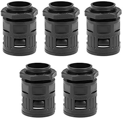 sourcing map Cable Gland Corrugated Tube Connector AD25 Pipe Joint Clamps M25 Screw 5Pcs