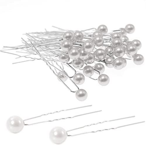 50 Stück Perlen Haarnadeln, U-Form Braut Haarschmuck, Haarschmuck, Perlenhaarnadel für Party Prom Hochzeit