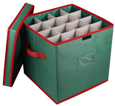 Contenitore per Palline di Natale, 600D Oxford Scatola per Decorazioni Natalizie, Natale Scatole con 4 Divisori Vassoi, Porta Palline di Natale per Ornamenti per Contenere 64 Palline Natale