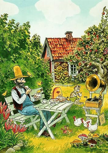 Taurus Kunstkarten Postkarte Pettersson und Findus: Pfannkuchenessen