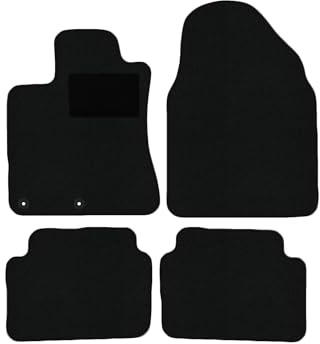 Fußmatten passend für Nissan Qashqai I Typ J10, JJ10E (Baujahr 2007-2014), Classic schwarz | 4-TLG | Umrandung dunkelblau | 2X Klickverschluss