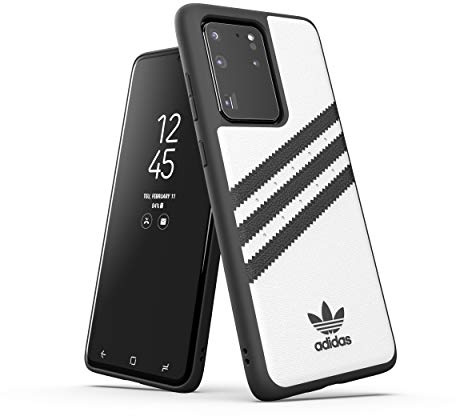 adidas Originals Designed für Samsung Galaxy S20 Ultra Hülle DREI Streifen Schutzhülle - Weiß und Schwarz