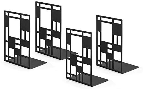 INNOPLUS Buchstütze, Buchstützen Metall, Buchstütze schwarz 2 Paar, Buchständer, Bookends, Buchstützen, Book Holder CD Kinder Metall, Bücher Halter für Regal