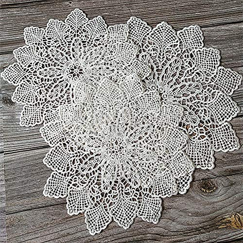 Yulakes weiße Spitze Runde Stickerei Tisch Tischset ,Handarbeit Geklöppelt Spitzendeckchen Baumwolle Placemat Blume Matte,Spitzendeckchen Häkeldeckchen Tischdecke 25cm/30cm (25mm)