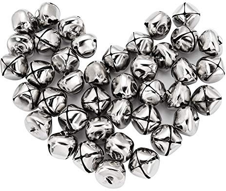 Suneast 100 Stück Weihnachts Glöckchen Schellen Metall Dekoration Glocken DIY Basteln Jingle Bells mit Öse für Weihnachtsbaum Anhänger Schmuckherstellung Hochzeit Haustier Handwerk - Silber - 20mm