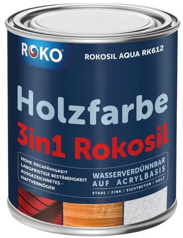 Holzfarbe ROKO - Elfenbein - 3,6 Kg - 3in1 Premium Holzlack - Für Innen und Außen