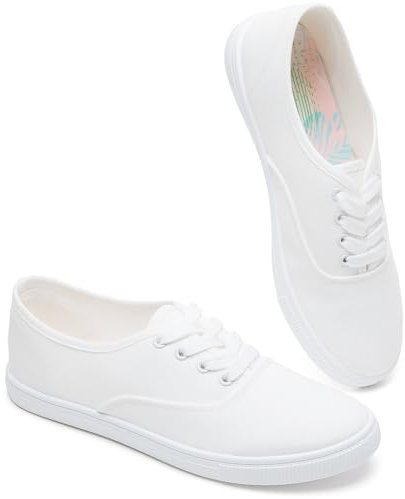 Baskets basses décontractées en toile pour femme Blanc, blanc (blanc), 38 EU