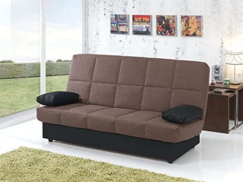 MUEBLIX.COM | Sofa Cama Martina | Sillón Cama | Cama Sofá | Asientos y Respaldo Espuma | Sofa Clic Clac | Estructura Tablero de Particulas | Color Marron