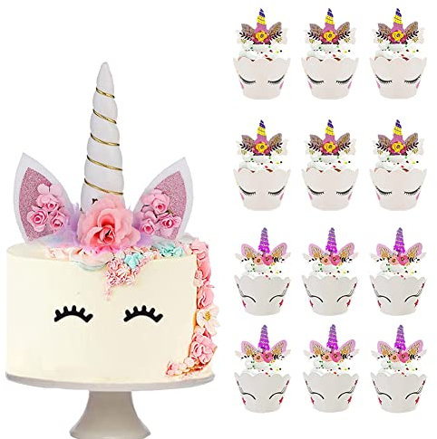 28 Piezas Unicorn Birthday Cake Topper Set,Unicorn Cupcake Topper,Decoracion Tarta Unicornio,Party Supplies Cake Decorations para Niños Niñas Regalo Unicornio Decoraciones de Fiesta de Cumpleaños