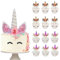 28 Stück Einhorn Tortendeko, Einhorn Kuchen Topper Happy Birthday für Geburtstag Hochzeit Party Kuchendeko 3D EinhornhöRner Und -Wimpern für Baby Shower Mädchen Kinder Geburtstag Party Decor(Weiss)