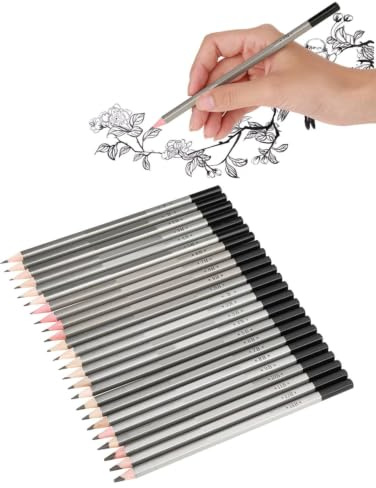 Tissting Graphit Bleistift Set, Professionelles 24-teiliges Zeichen- und Schattierungsstifte-Set mit 9H bis 14B Härtegraden für künstlerische, technische Zeichnungen und Skizzen