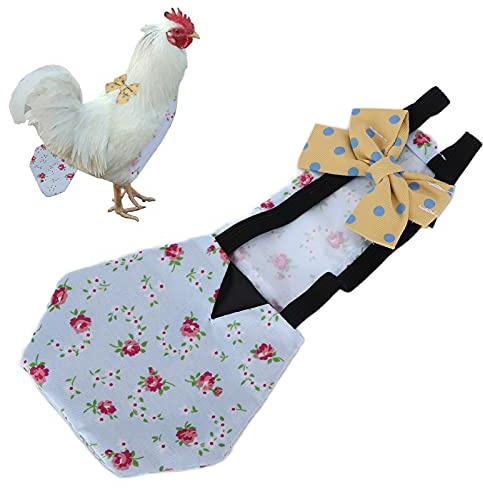 frenma Waschbar Gans Kleidung Windeln, Haustier Huhn Ente Windeln verhindern Extravasation für Geflügel(S, Blaue Blume)