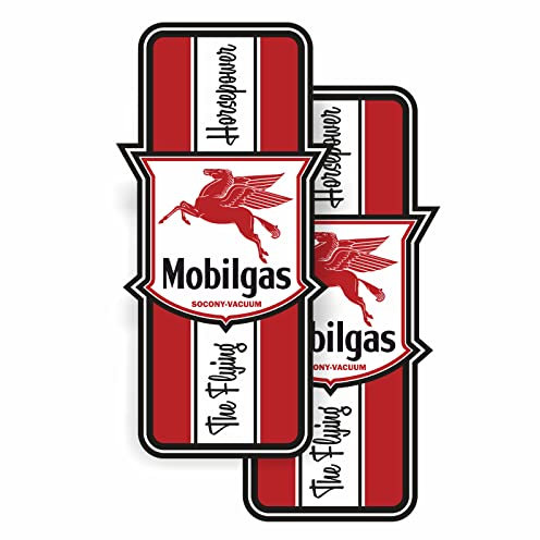 cut-it folientechnik & design 2X Mobilgas Aufkleber 10x5cm Kult Sticker Auto USA Hotrod Tuning Oldschool Muscle Car Oldtimer Youngtimer Rally Garage Man Cave Gasoline