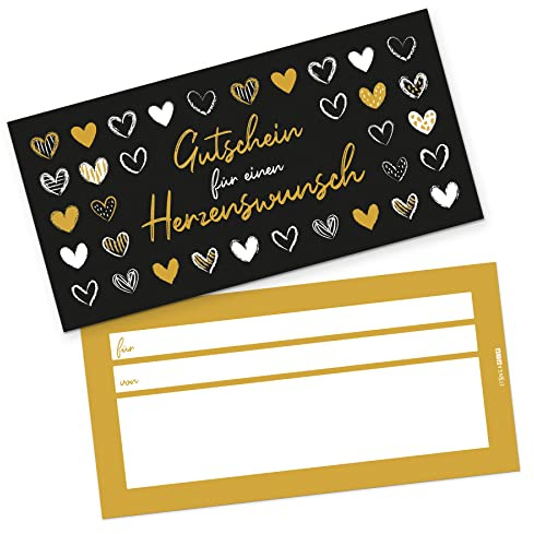 itenga Geschenkgutschein Geschenkkarte zum Ausfüllen I Motiv Herzenswunsch Gutschein I 21,0 x 10,5 cm I Karte zum Ausfüllen