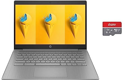 HP Chromebook portatile HD da 14 pollici per studenti e affari, processore Intel Celeron N4120, 4 GB di RAM 128 GB di memoria (64 GB eMMC + 5ave 64 GB di memoria flash), Wi-Fi, Bluetooth, HDMI, Chrome