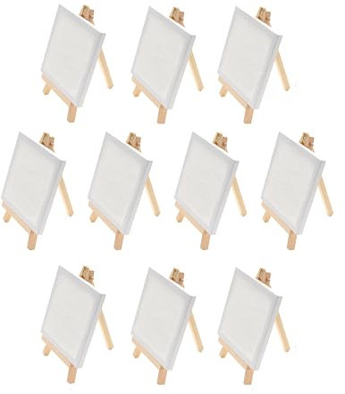 Mini Leinwand mit Staffelei holz Tischstaffelei, 10er Pack 10x10cm Mini Staffelei Set, Hochzeit Dekoration Namensschild Kinder Malen