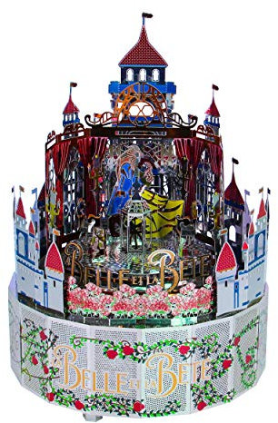 Microworld 3D-Metall Puzzle, Die Schöne und das Biest, Spieluhr, Bunte LED Leichtmetall Modellbausätze, Metall-Erde-Modell, DIY-Denkaufgabe, Romantisches Geschenk für Mädchen