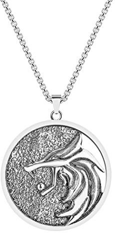 Halskette Wolf Witcher Geralt Of Rivia Medaillon Metall Wikinger Punk Trap Film Serie Games Tier Anhänger Herren Damen Geschenk schwarzer Samtbeutel, Gionatan shop, Metall, Legierung