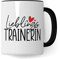 Lieblingstrainerin Tasse Geschenk Kaffee-Becher Geschenkidee für Mannschaft Sporttrainerin Fußball Handball Sport Trainerin Fußballtrainerin Kaffeetasse Becher Teetasse (Weiß/Schwarz)
