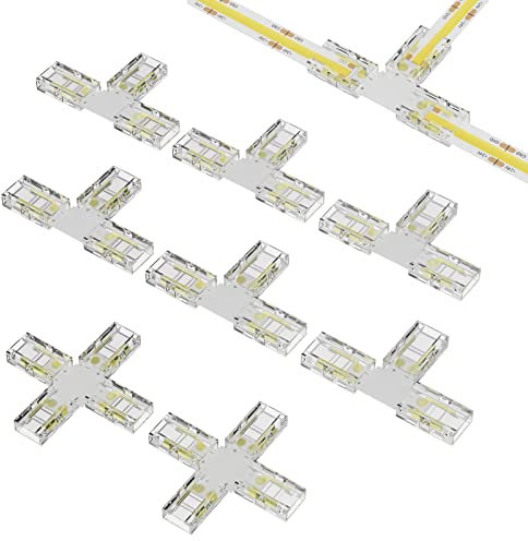PAUTIX COB LED Streifen Steckverbinder Set für 8mm Breite COB Streifen 2Pin, 6Stück T-Form und 2 Stück Kreuz Verbinder(NICHT anwendbar für 10MM LED Streifenleuchten)