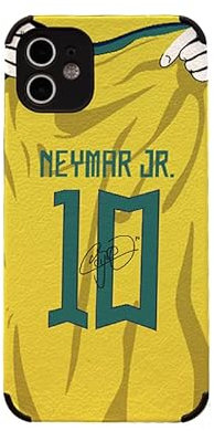 Slrioks Neymar Jersey Phone Case Soccer Case for iPhone 14 13 12 11 Pro Max Plus Mini Xr Xs X 7 8 Thin Leather Silicone Shockproof