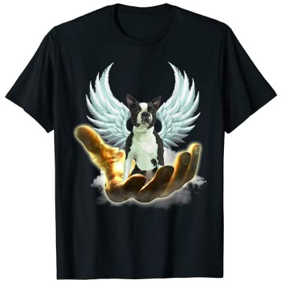 Angel Boston Terrier Golden Hand Heaven Wings Dios Camiseta