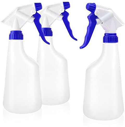 com-four® 3x Sprühflasche mit Skala - chemiebeständiger Pumpsprüher für Säuren, Kohlenwasserstoffen und Lösungsmittel - Zerstäuberflasche mit verstellbarer Düse - 600 ml (Viton)