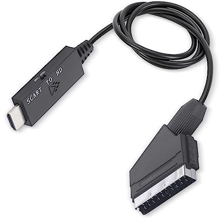 SCART to Converter, 1080P 60Hz 720P 60Hz HD Video Converter SCART to HD Multimedia Adapter, SCART Converter Video Connection Cable 5V Plug and Play