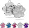ibera gifts - Chapa Perro Grabada en Forma de Pata con Perdería y Purpurina, Placa Perro Personalizada para Perros y Gatos Pequeños y Medianos, Chapa Identificativa Perro y Gato (Blanco)