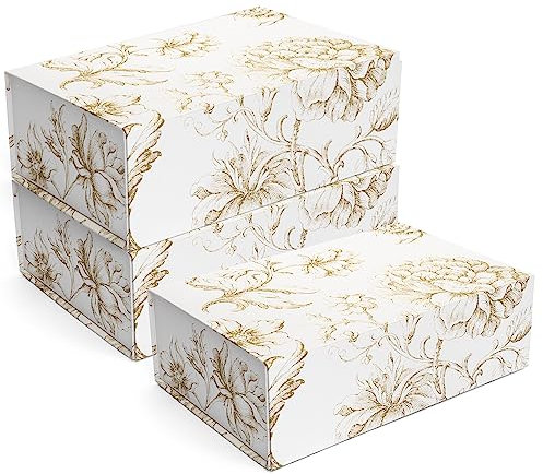 Sorarto Luxus-Geschenkbox mit magnetischem Deckel, 3er-Pack, goldfarbene Blumen, dekorative Geschenkboxen für Geschenke, Hochzeitsgeschenke und Andenken, 29,2 x 19,1 x 8,9 cm